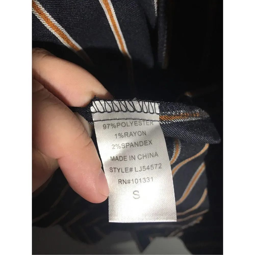Womens NWT Charlotte Russe Blazer Jacket Navy Blue Striped Business Work Career - Picture 3 of 6
